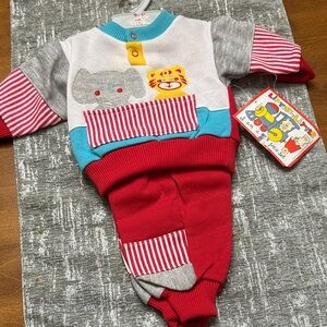 Little by Little Red and Gray Animal Print Kids 2 piece Make and Offer